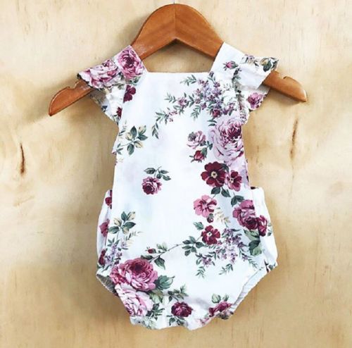 Floral Romper Girls Baby White Floral Baby Lace Embroidered One Piece - Minihomy