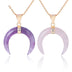 Crystal Semi-precious Stone Moon Pendant Necklace - Minihomy