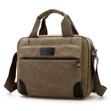 Men's canvas bag compartment Mens satchel retro casual bag large cross section - Minihomy