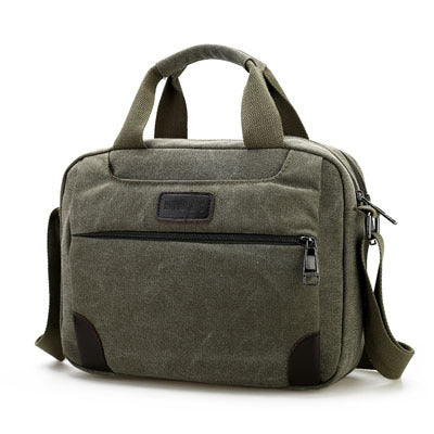 Men's canvas bag compartment Mens satchel retro casual bag large cross section - Minihomy