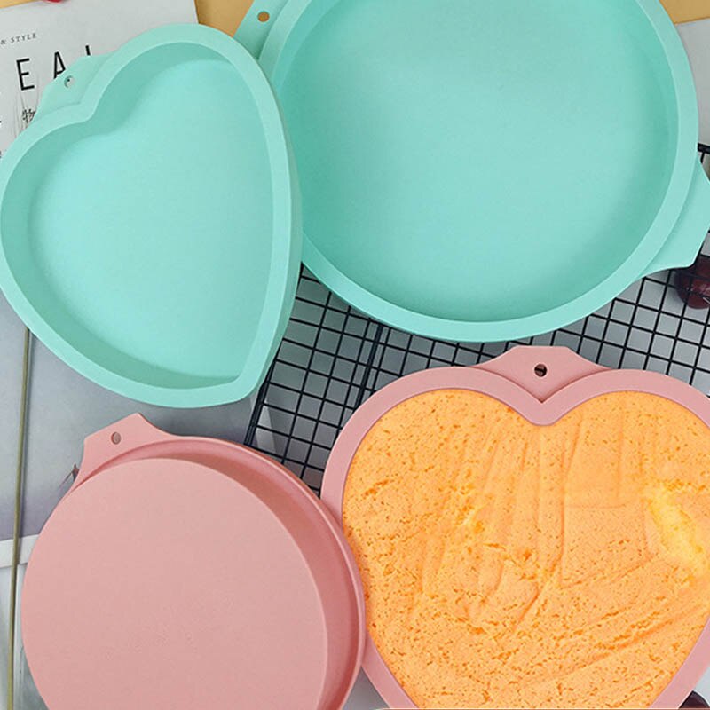 Round Love Heart Shape Reusable Silicone Cake Mousse Mold Baking Tools