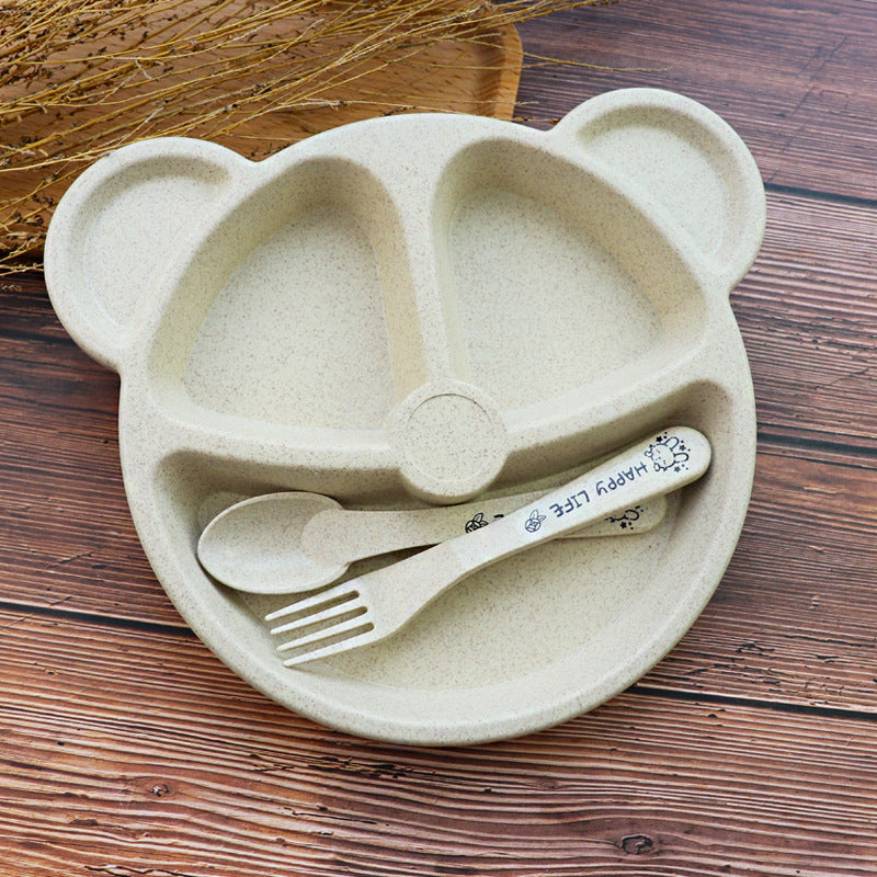 Baby Bowl Spoon  Fork Feeding Food Tableware Cartoon Panda Kids Dishes Baby Eating Dinnerware Set Anti-hot Training Bowl Spoon - Minihomy