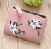 Embroidered thin zipper female wallet - Minihomy