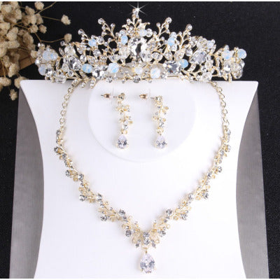 Light Gold With Handmade Crystal Princess Queen Crown - Minihomy