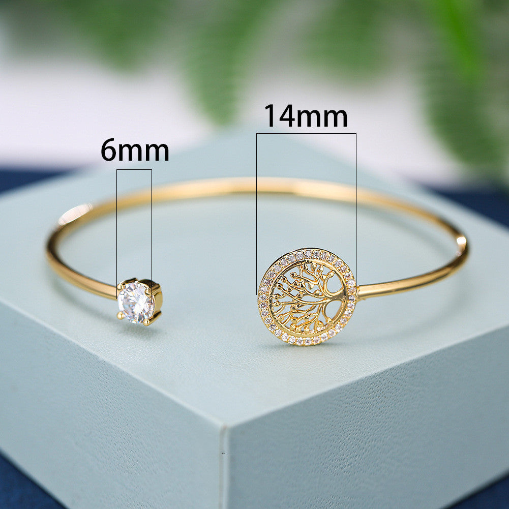 Gold Hope Tree White Diamond Bracelet Women Elegant Retro Style Jewelry - Minihomy