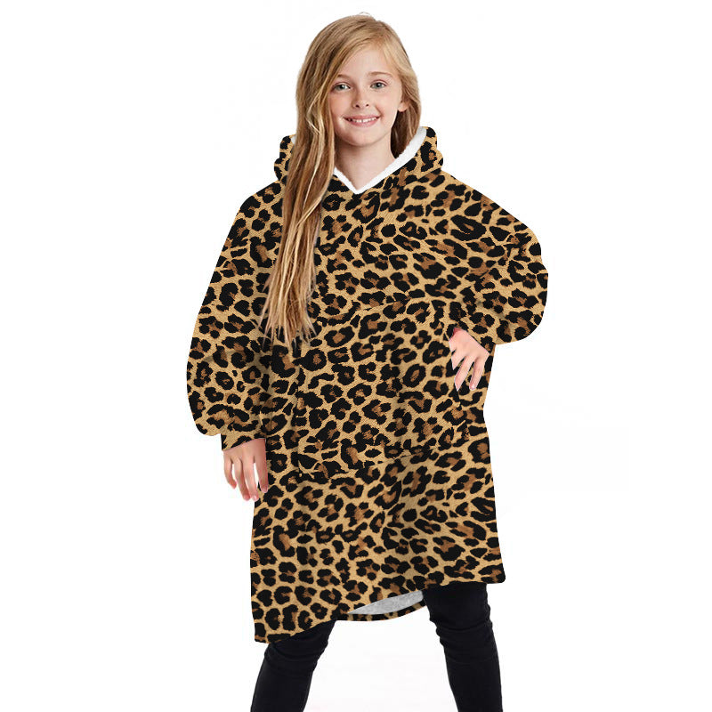 Children's Winter Home Blanket Double-sided Hoodie Pijamas - Minihomy