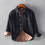 Plush Denim Long Sleeved Shirt Korean Loose Casual Cotton Shirt Jacket - Minihomy