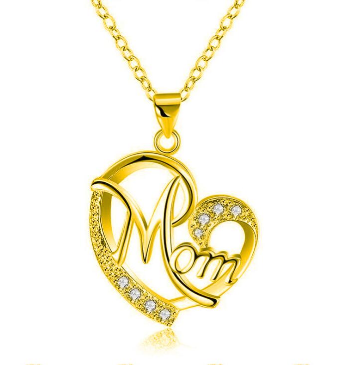 Women's Necklaces  Mom Color Separation Heart-shaped Diamonds Mother'  Day Gifts