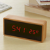 Bamboo Wooden Mirror Alarm Clocks Temperature Sounds Control Desktop Clock - Minihomy