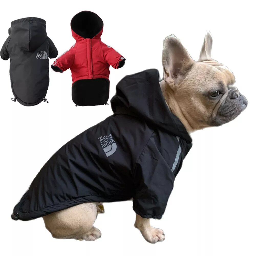 Autumn Winter Pet Dog Waterproof Warm Coat Cotton Hooded Jacket The Dog Face Small Dogs Cat Reflective Pet Clothes Winter Coat - Minihomy