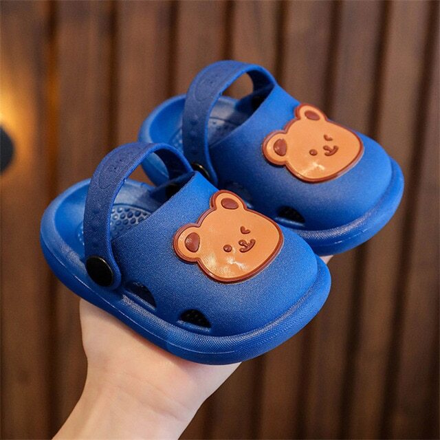 Color: White, Size: 26-27 (feet 15.5 cm) - Cartoon Bear Walking Shoes Kids Boy Girl Summer Breathable Sandals Fashion Garden Clogs Toddler Outdoor Slippers for Playing - Minihomy