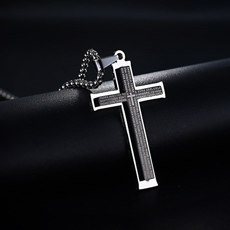 Double Cross Titanium Necklace Stainless Steel Pendant Jewelry - Minihomy