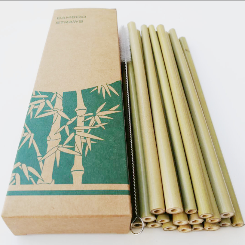 Green yellow bamboo straw - Minihomy