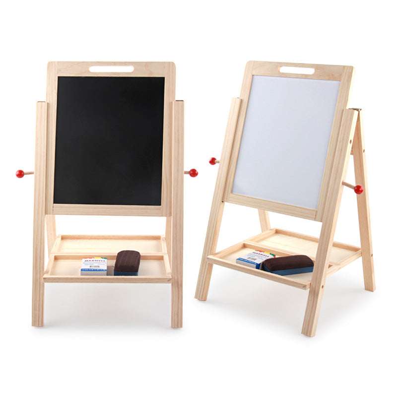 Children learn double-sided writing board wood ball can be raised and lowered convenient drawing board educational toys - Minihomy