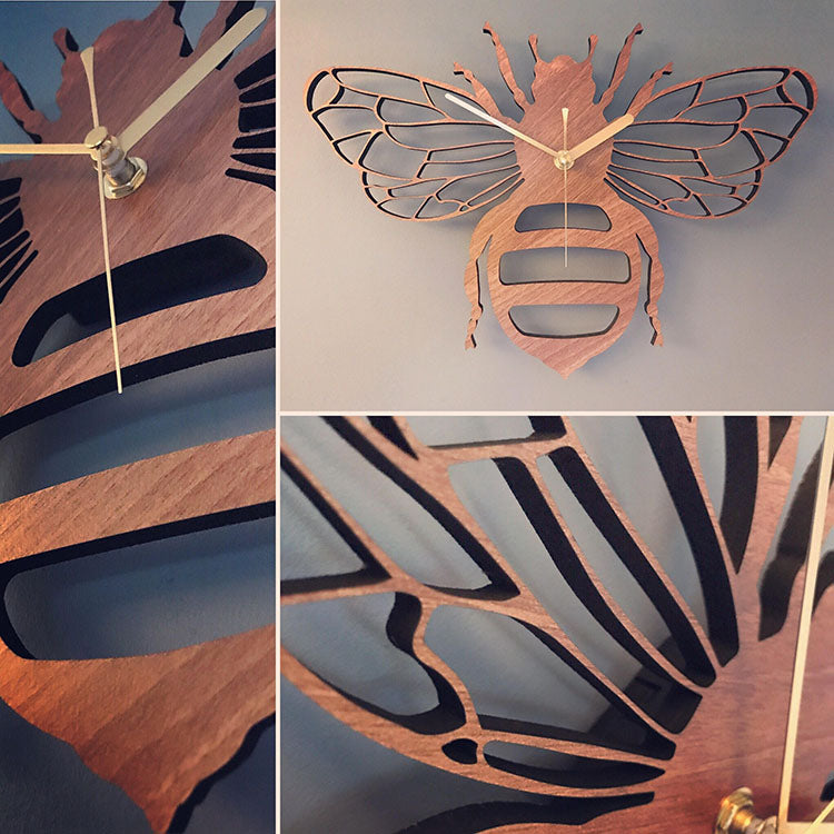 Creative bamboo and wood bee wall clock - Minihomy