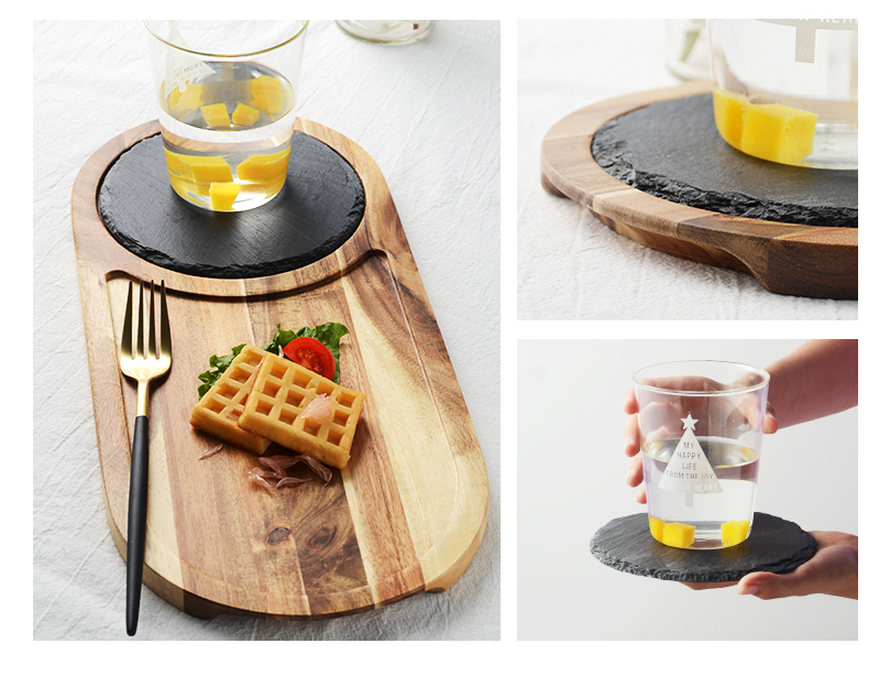 Black Wood Pizza Dish Wooden Plate - Minihomy