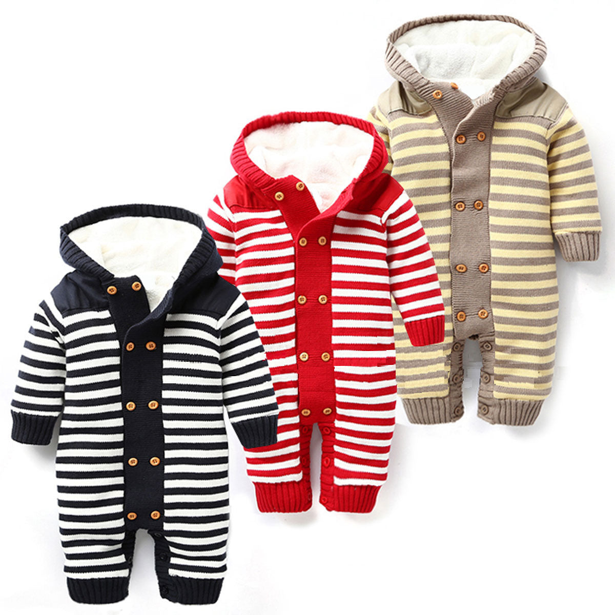 Newborn Baby Boys Girls Warm Romper Baby Winter Thick Climbing Clothes - Minihomy