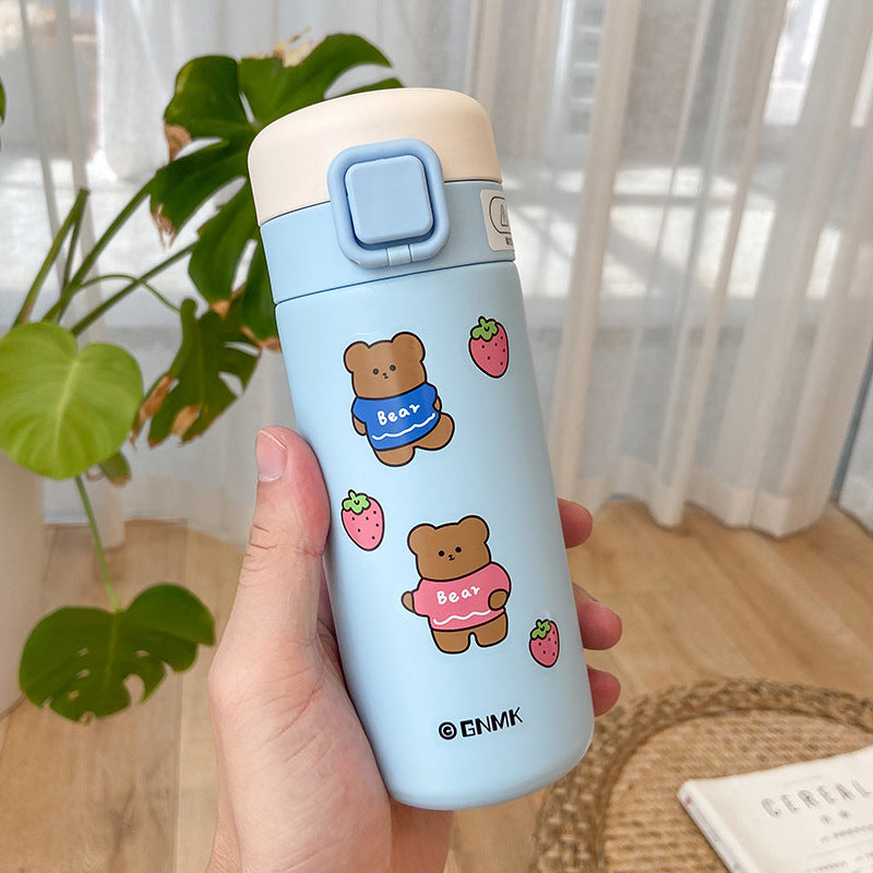 Square buckle bear bounce cover thermos cup