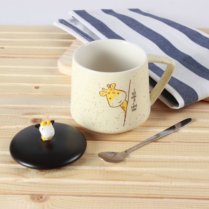 Creative Cartoon Ceramic Cup Hand Drawn Cute Giraffe - Minihomy