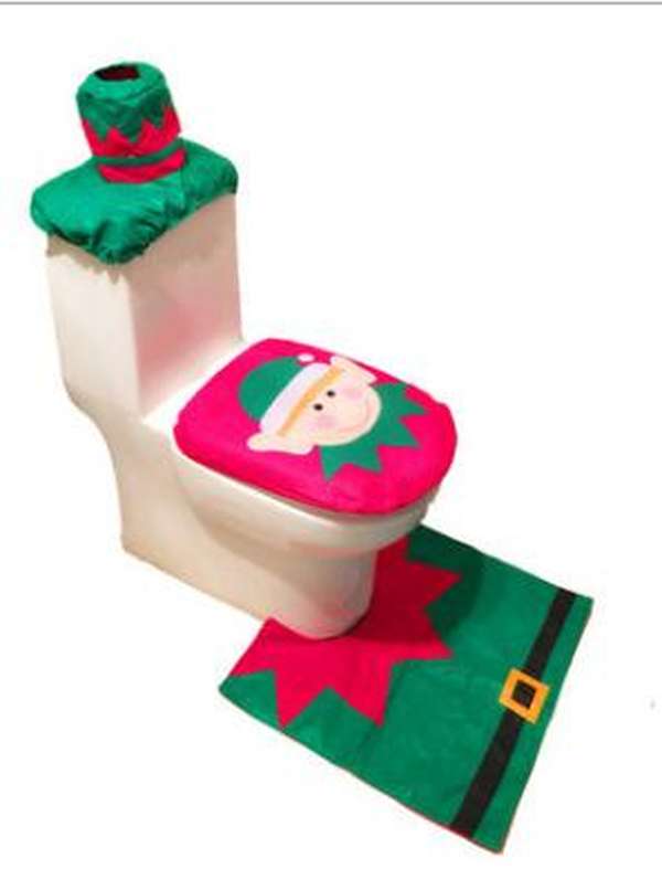 Merry Christmas Bathroom Curtain Santa Claus Toilet Seat Christmas Decorations - Minihomy