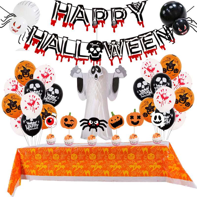 Halloween Balloon Set Blood Color Banner Ghost Package Ghost Festival Party Decoration - Minihomy