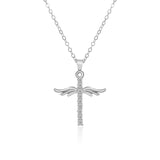 Simple Cross Diamond Angel Wings Pendant