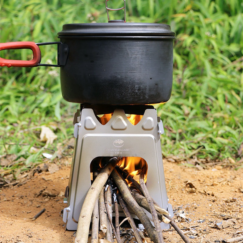 Outdoor pure titanium firewood stove - Minihomy