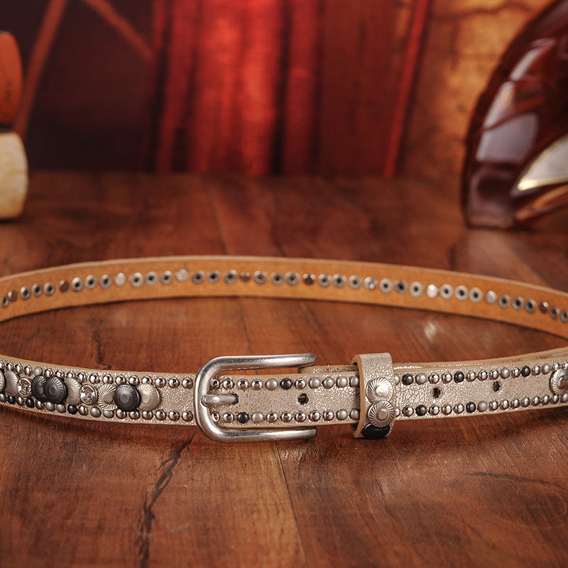 Women's Studded Rhinestone Stud Belt - Minihomy