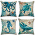 Marine life sea turtle seahorse whale octopus pillow - Minihomy