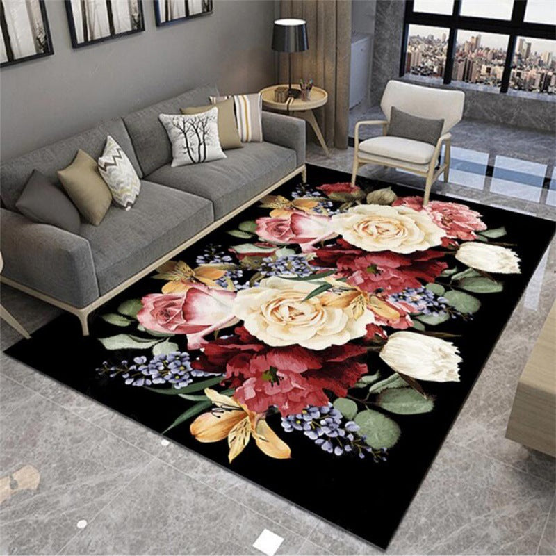 Carpet With Big Flower Retro Classical Floral Rugs - Minihomy