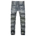 Men's shredded nostalgic jeans flag bottom cloth more worn and washed denim trousers - Minihomy