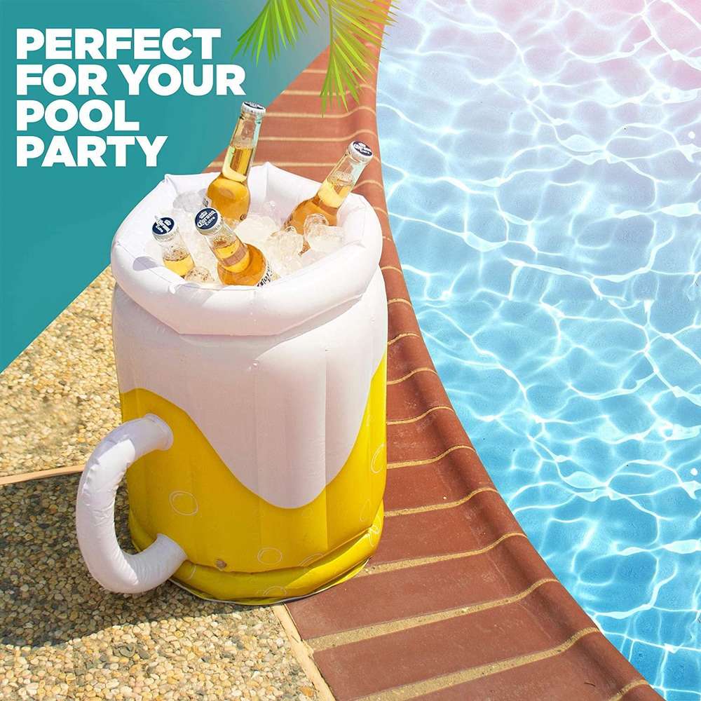 Large Inflatable Beer Mug Cooler Pool Float Drink Cooler For Adults Parties - Minihomy