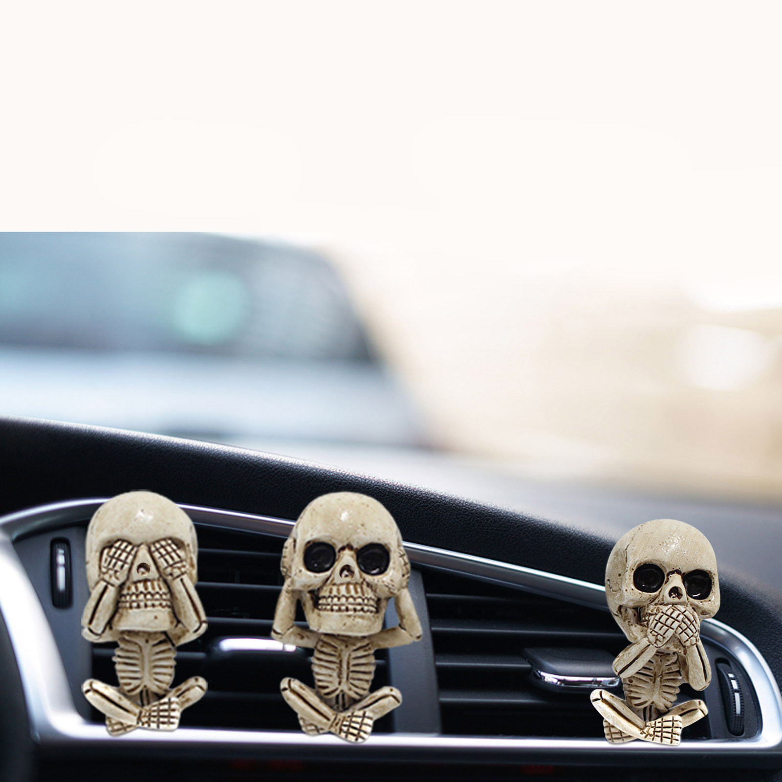 Skull Car Ornaments Air Outlet Ghost Head Three-piece Interior Pendant Decoration