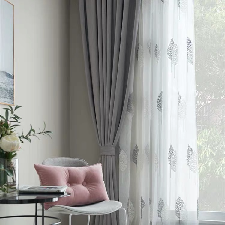 Modern Simple Embroidered Curtain And Window Screen - Minihomy