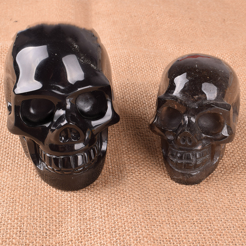 Natural Obsidian Precision Carved Skull - Minihomy