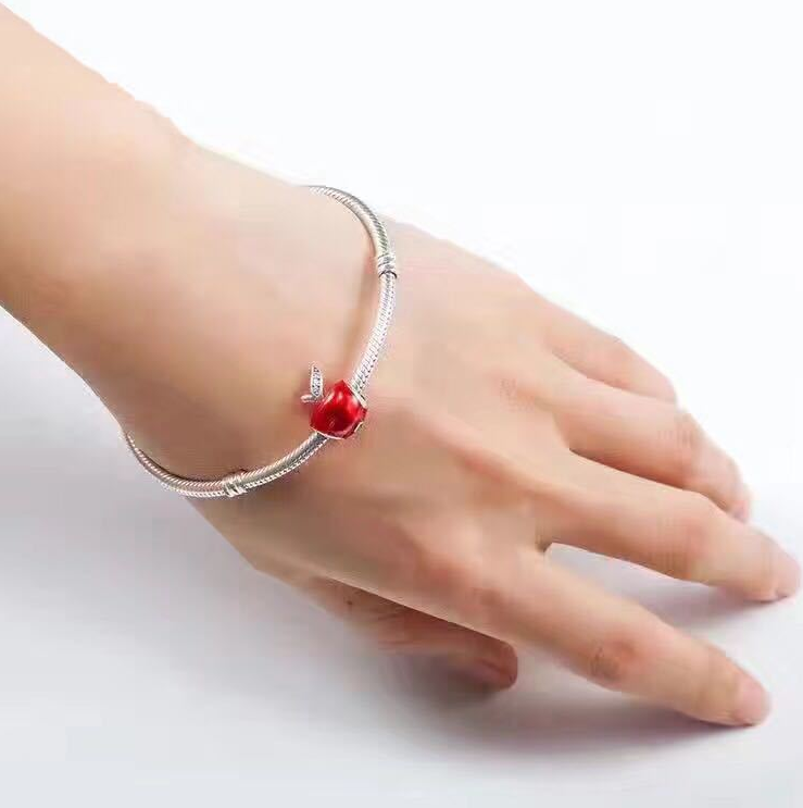 Christmas Red Apple 925 Silver Bracelete - Minihomy