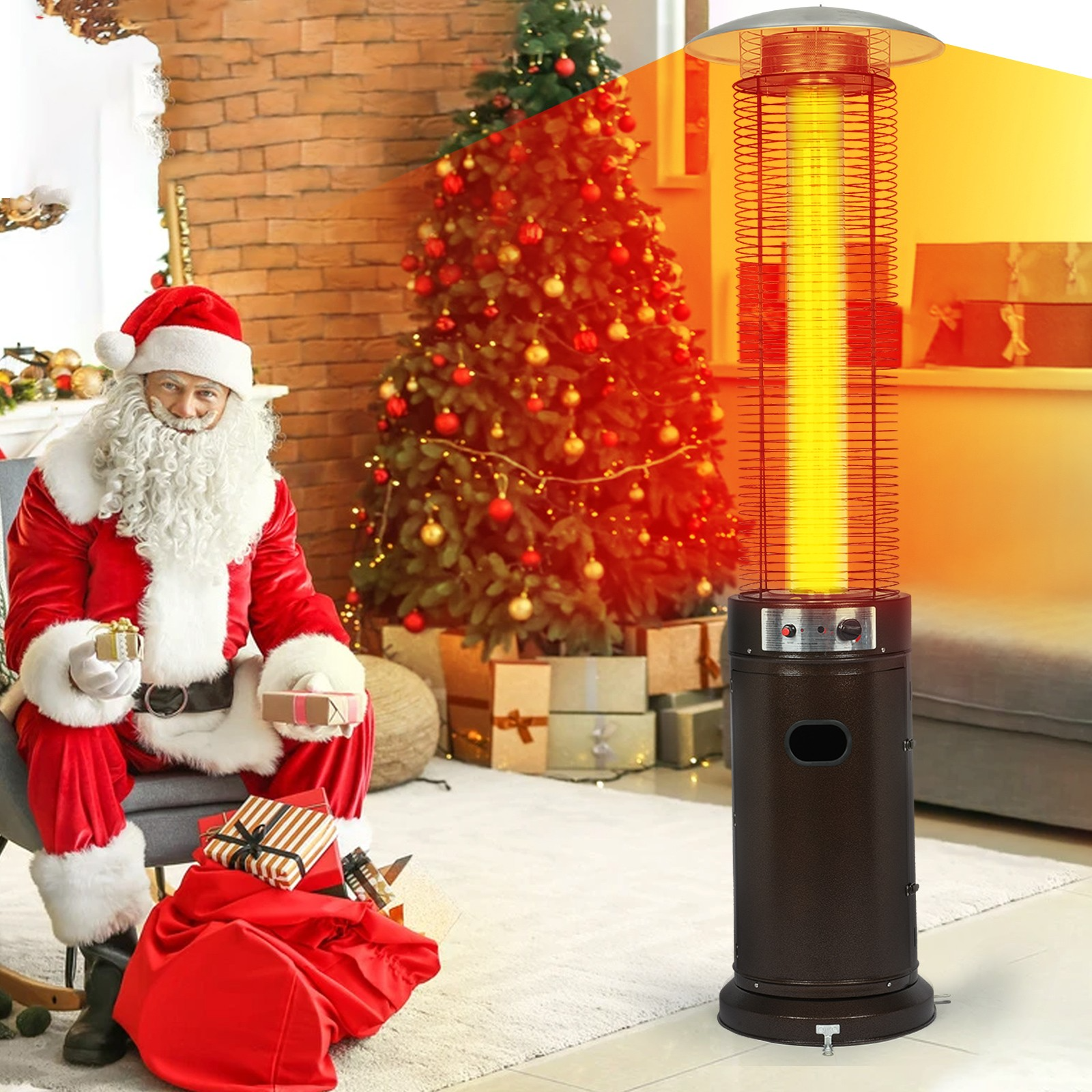 Patio Heater 42,000 BTU Pyrami-d Flame Outdoor Heater Propane Heater With Wheel - Minihomy