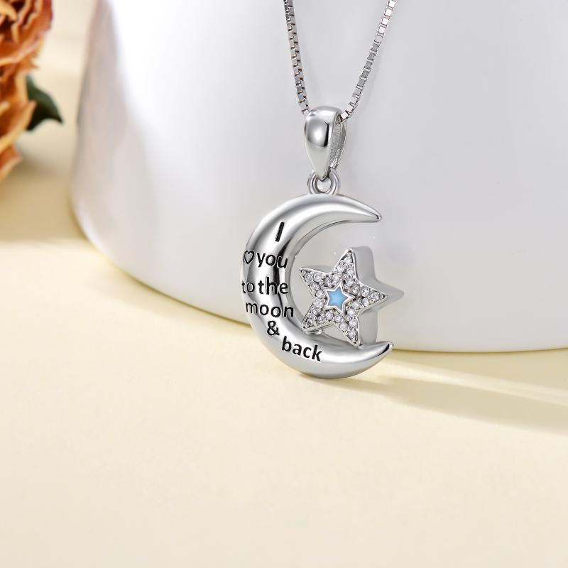 Cremation Jewelry for Ashes 925 Sterling Silver I Love You to the Moon and Back Urn Necklace for Women - Minihomy