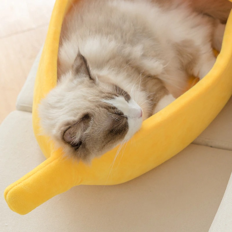 Funny Banana Cat Bed House - Cozy and Cute Pet Haven - Minihomy