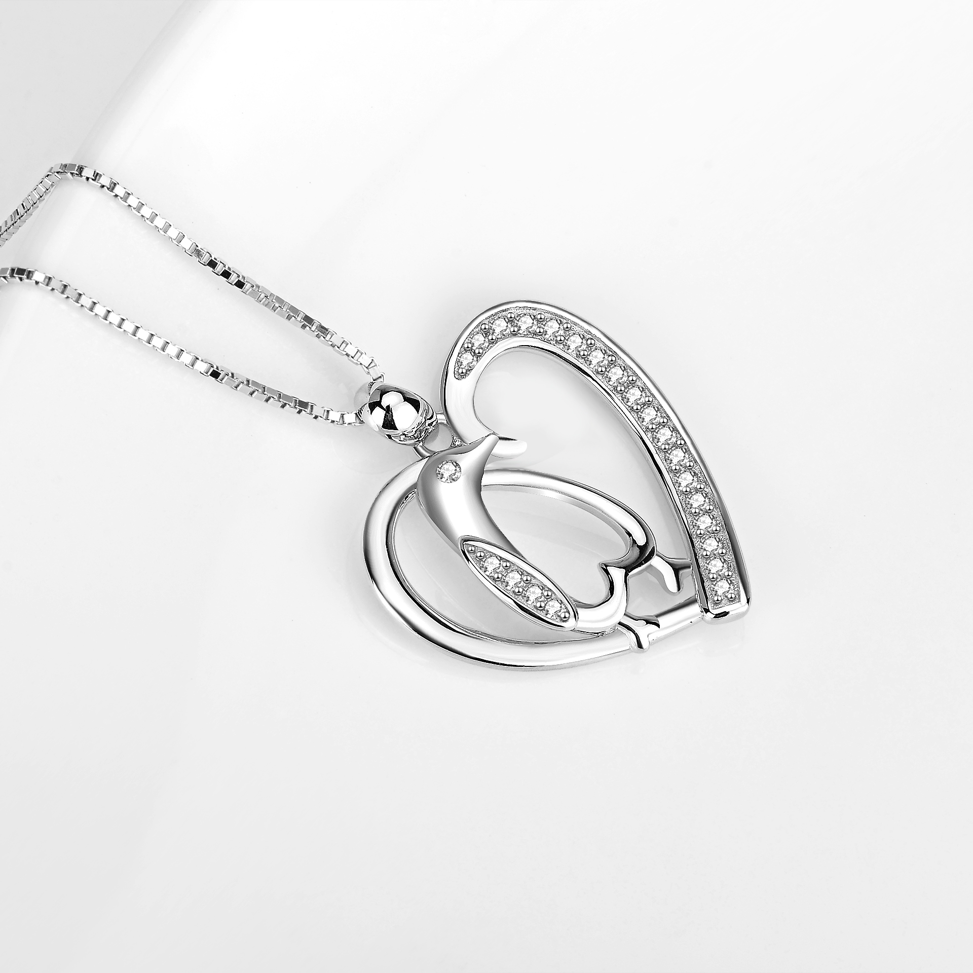 Penguin Necklace Sterling Silver Cubic Zirconia Heart Shape Penguin Gifts for Women Girls - Minihomy