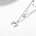 Sterling Silver  Moonstone Crescent Moon Layered Necklace Gift for Women