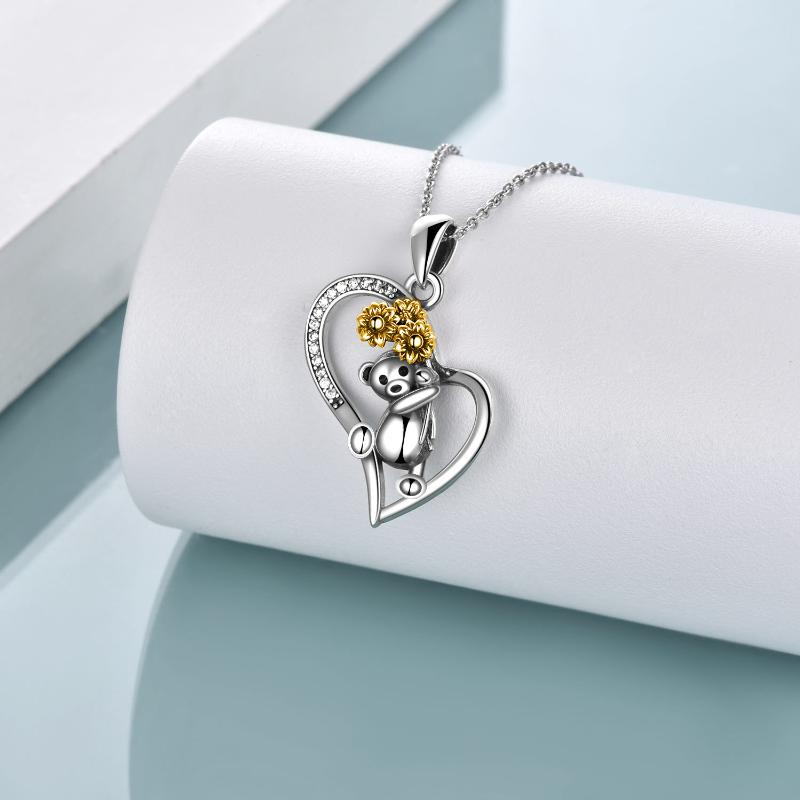 Sterling Silver Sunflower Panda Bear Jewelry for Women Gifts