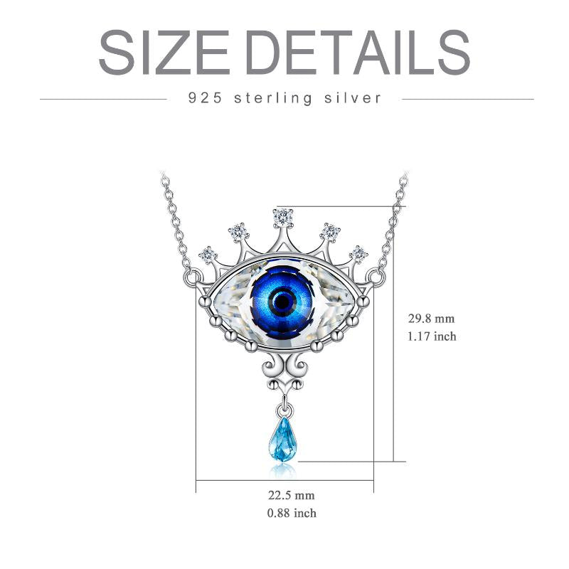 s925 Sterling Silver Evil Eye Delicate Eye with Blue Crystal Pendant Necklace