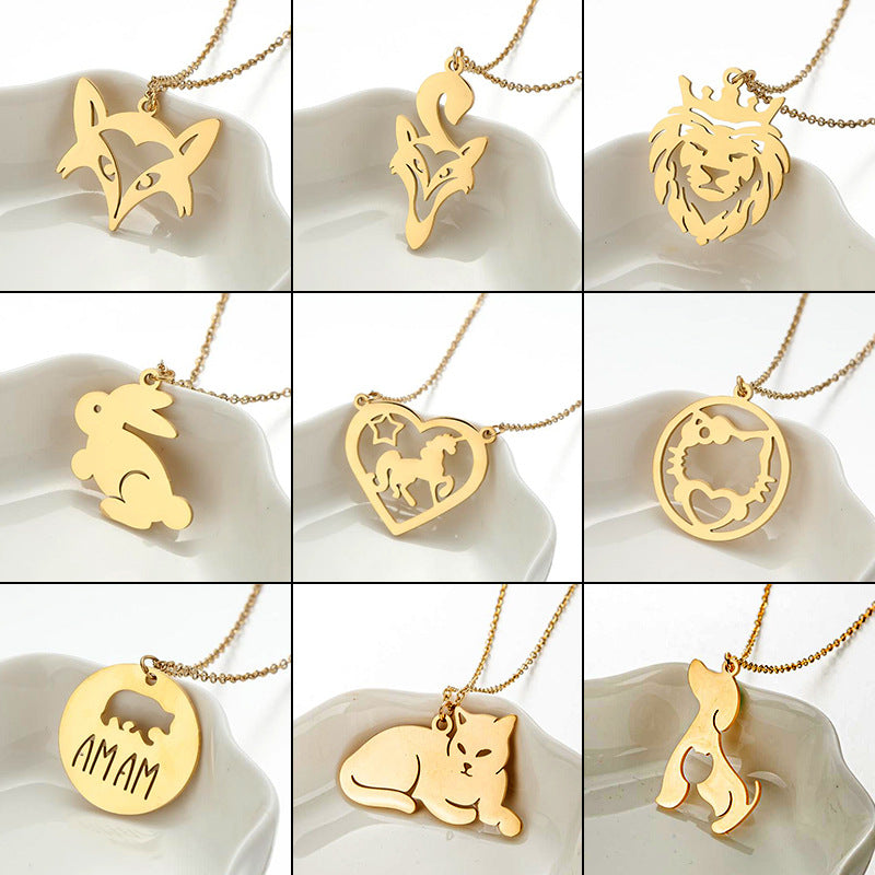 Ins Light Luxury Personality Cute Cartoon Animal Pendant Necklace - Minihomy