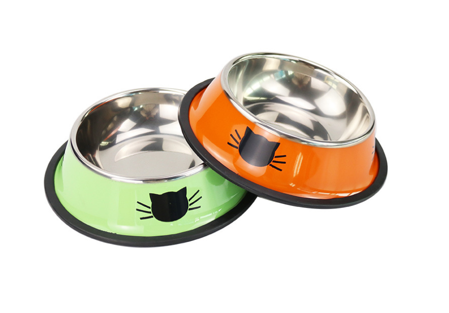 Color stainless steel pet cat bowl - Minihomy