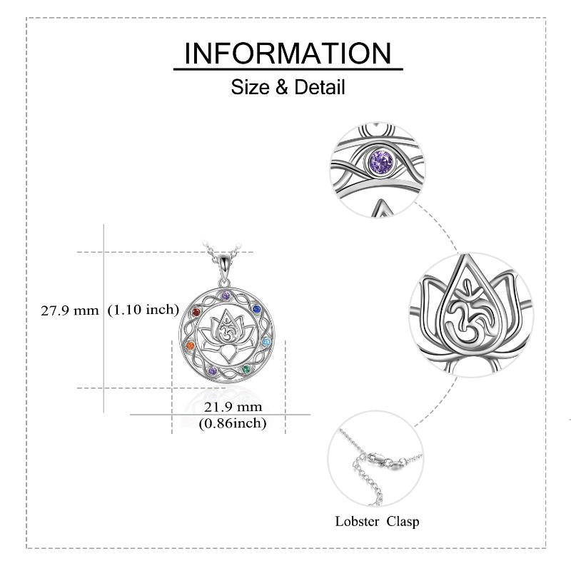 925 Sterling Silver Chakra Necklace Celtic knot Yoga Lotus Pendant Necklace Gifts for Women Mom - Minihomy