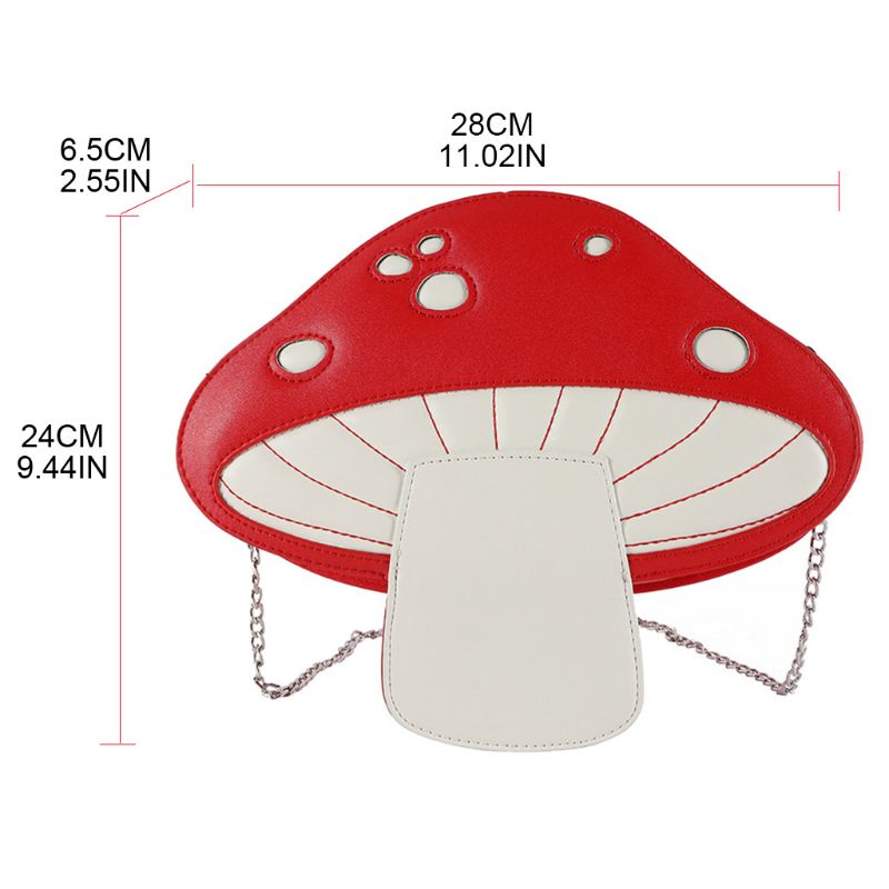 Cute Mushroom Bag Personality Cartoon Bag Chain Contrast Color Stitching Shoulder Bag - Minihomy