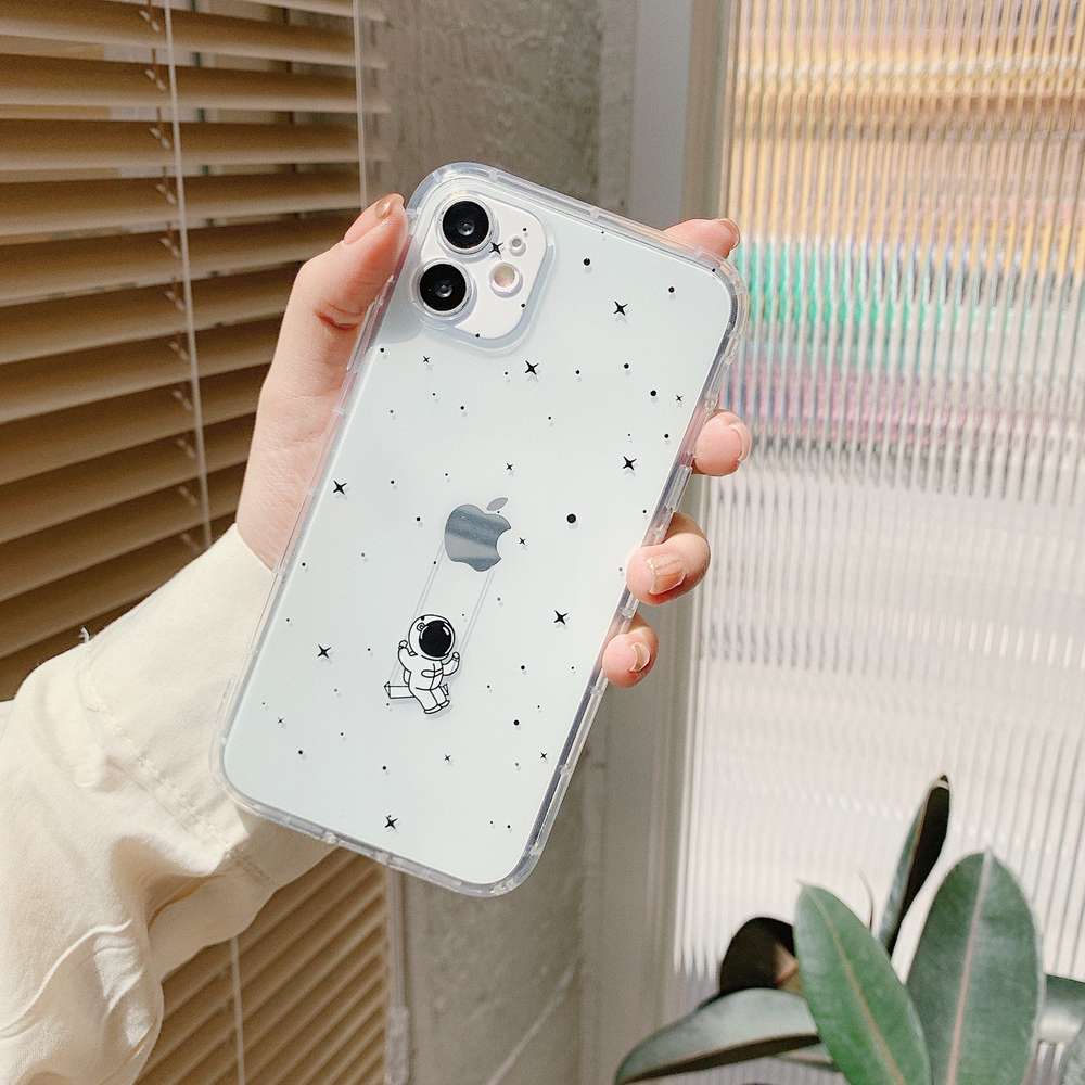 Creative Spaceman Transparent Cute Phone Case - Minihomy