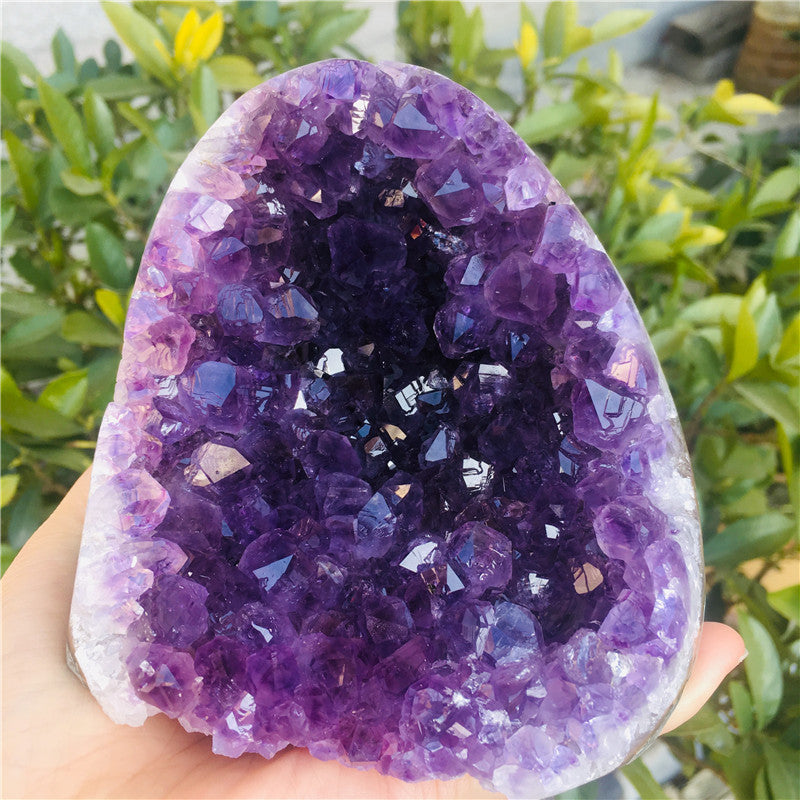 Natural Ametista Amethyst Geode Quartz Cluster Crystal Specimen Energy Healing Thunder Egg - Minihomy