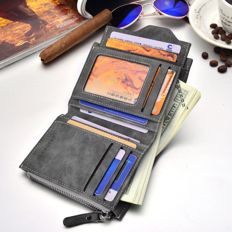 Men's short multifunctional Wallet Card Wallet Vintage multi personality card bag purse spot - Minihomy